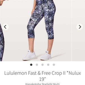 Lululemon Fast Free Crop II Nulux 19" Leggings Hanakotoba Starlight Multi Size 8